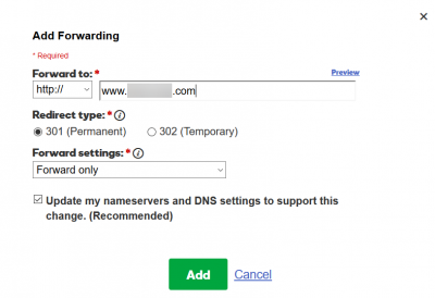GoDaddy Domain Forwarding