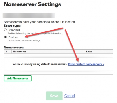 GoDaddy Use Custom Nameservers