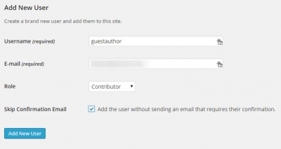 Add a Generic Guest Author User Account