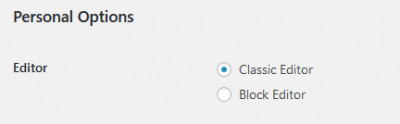 wpPERFORM WordPress Classic Editor User Personal Options